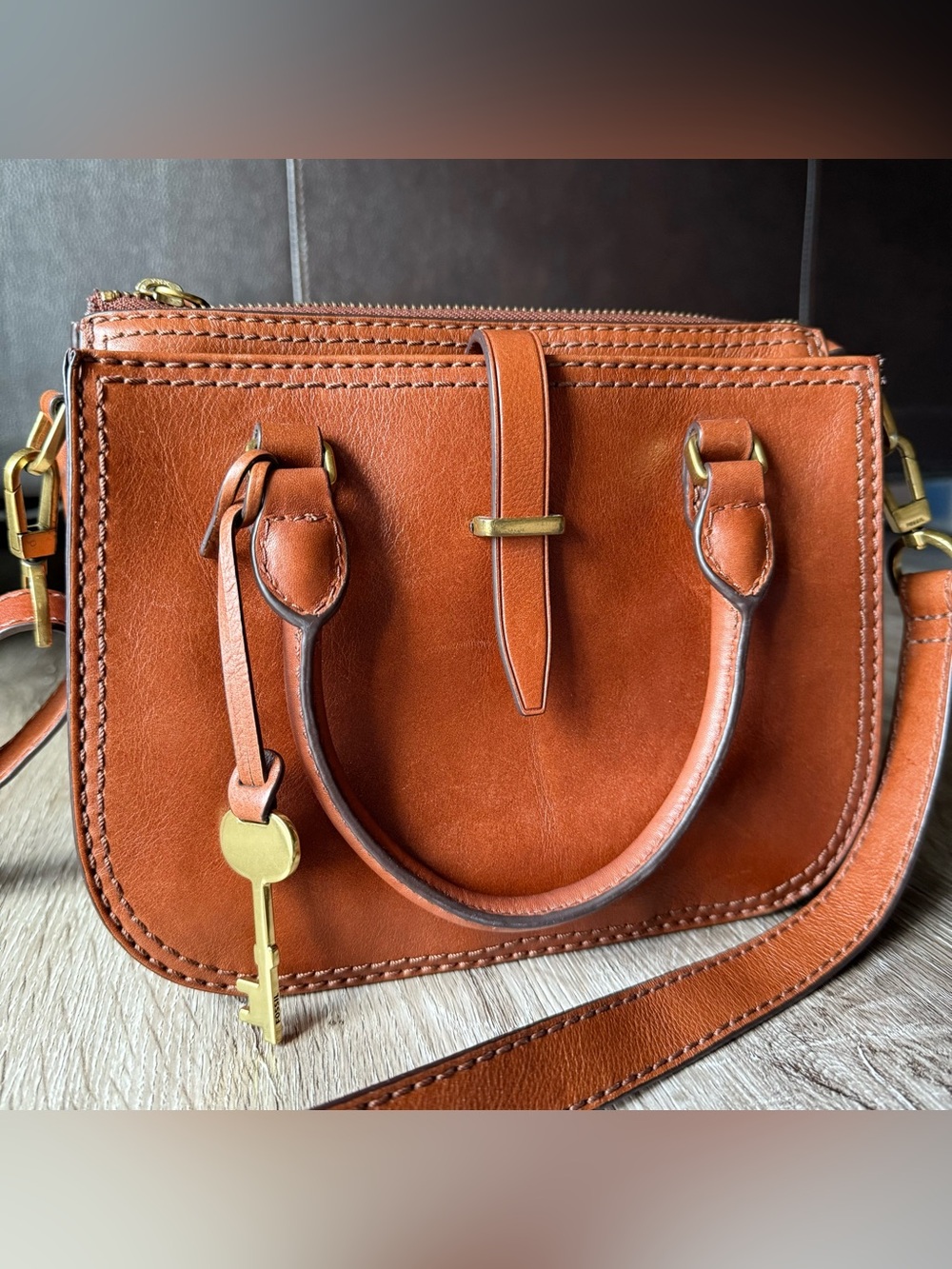Fossil Ryder Leather Mini Satchel Bag in Brown - Picture 3 of 11